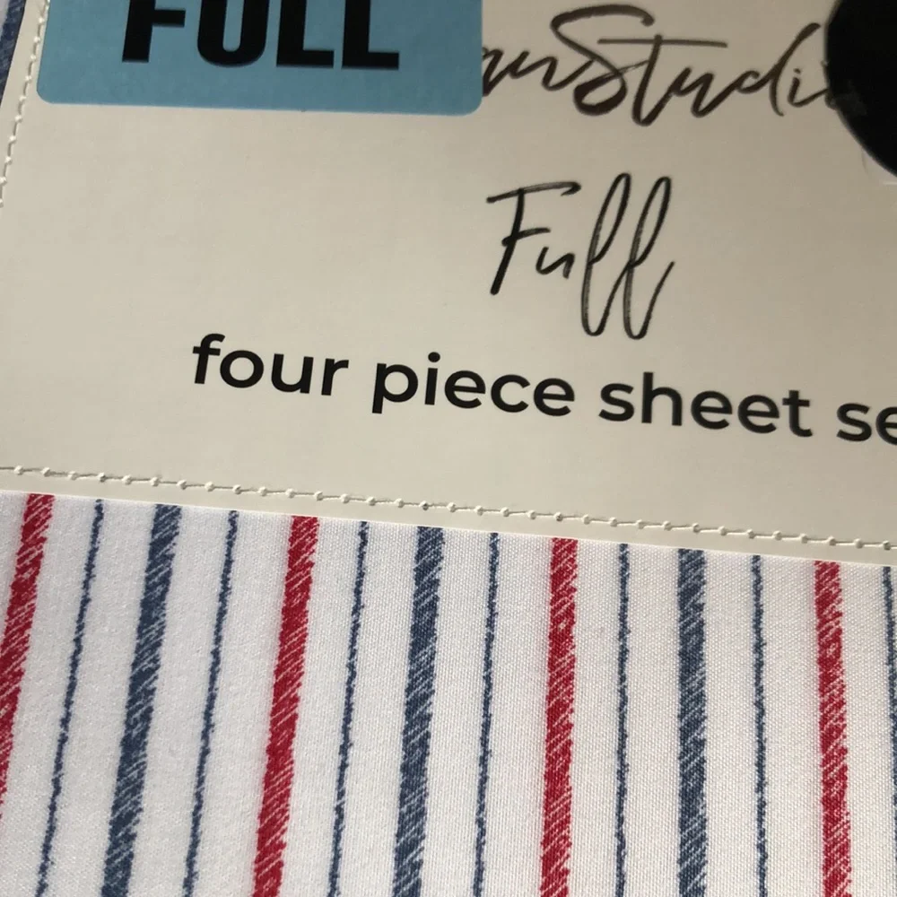 Urban STUDIO Red & Blue Striped FULL Sheet Set